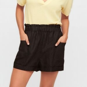 Aritzia Black Harulia Lyocell Linen Shorts